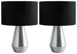 Habitat Pair of Maya Table Touch Lamps - Silver & Black.